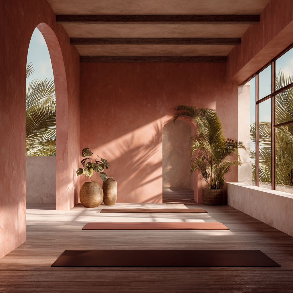 Mujer practicando yoga en posición de loto al amanecer